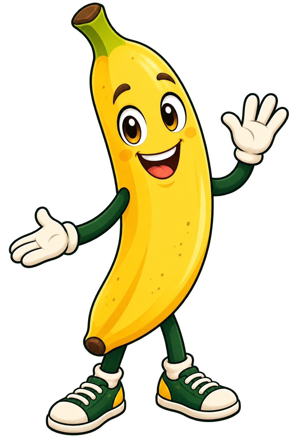 Friendly BGP banana mascot waving