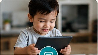 Child using a tablet for a learning activity